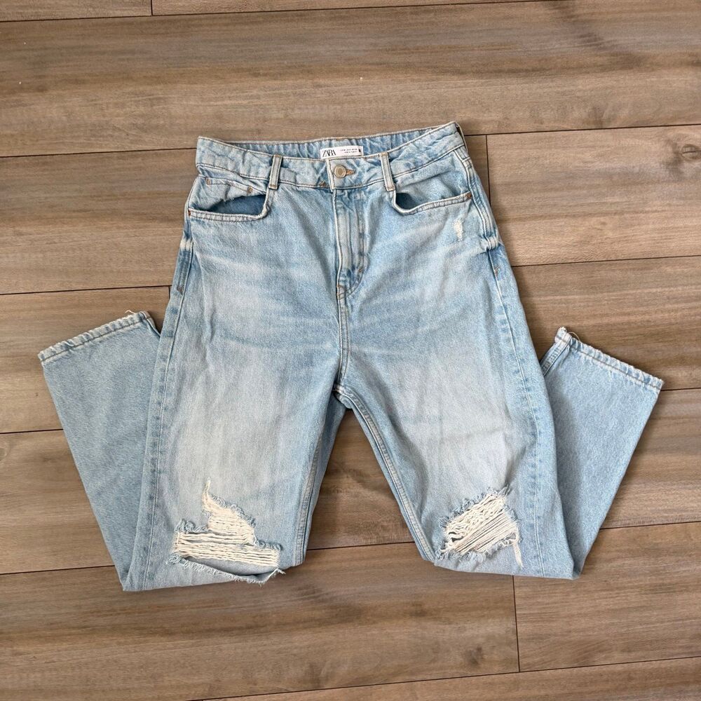 Zara Women's Straight Ripped Jeans